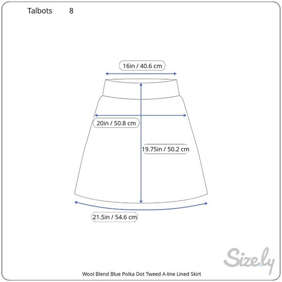 Talbots Wool Blend Blue Polka Dot Tweed A-Line Lined Skirt Back Zip Sz 8 - Picture 6 of 6
